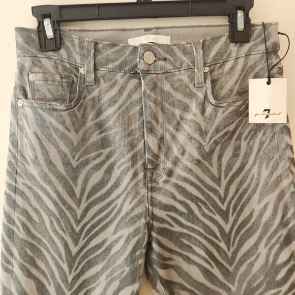 7 For All Mankind High Waist Ankle Skinny Jeans Metallic Zebra Size 28 NWT NEW - Picture 4 of 16
